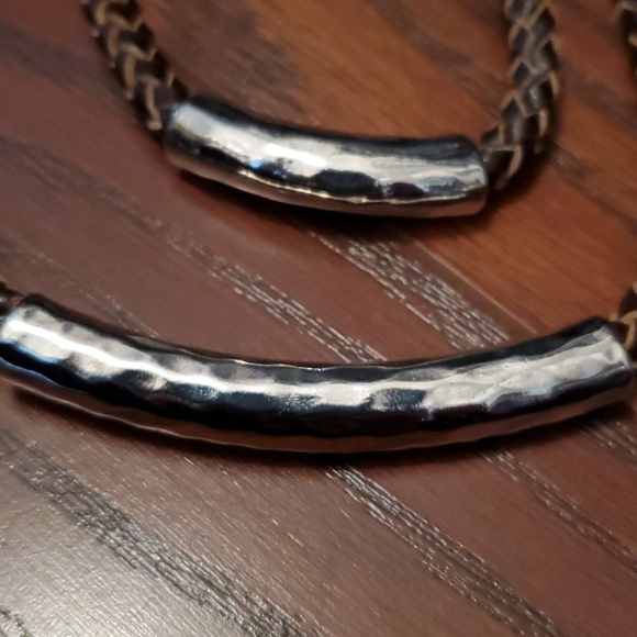 Hammered Metal and Leather Braided - Picture 2 of 2